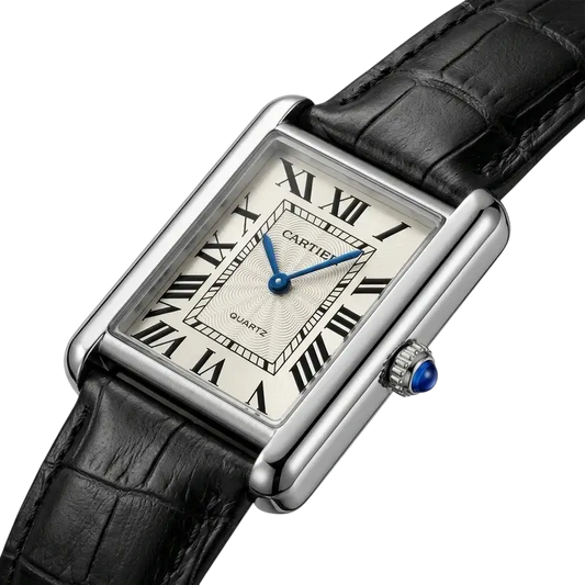 Cartier Tank Watch With Black Strap