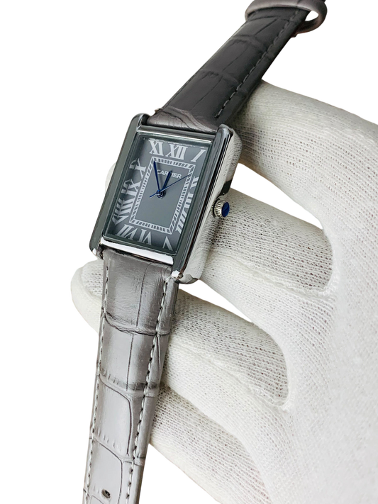 Gray Cartier inspired men's watch front view – VORYSA