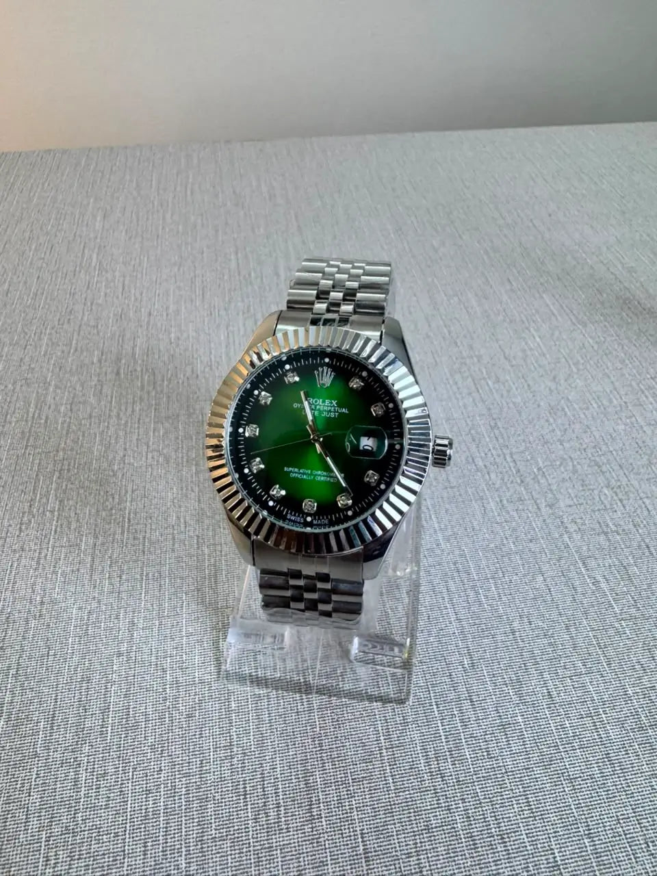 Men's RLX Silver With Green Dial Luxury-Style Watch