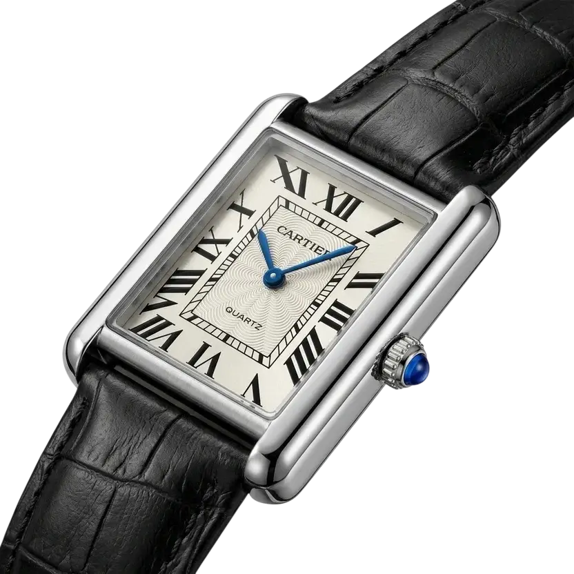Cartier Tank Watch With Black Strap
