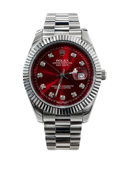Men's RLX Silver With Red Dial Luxury-Style Watch