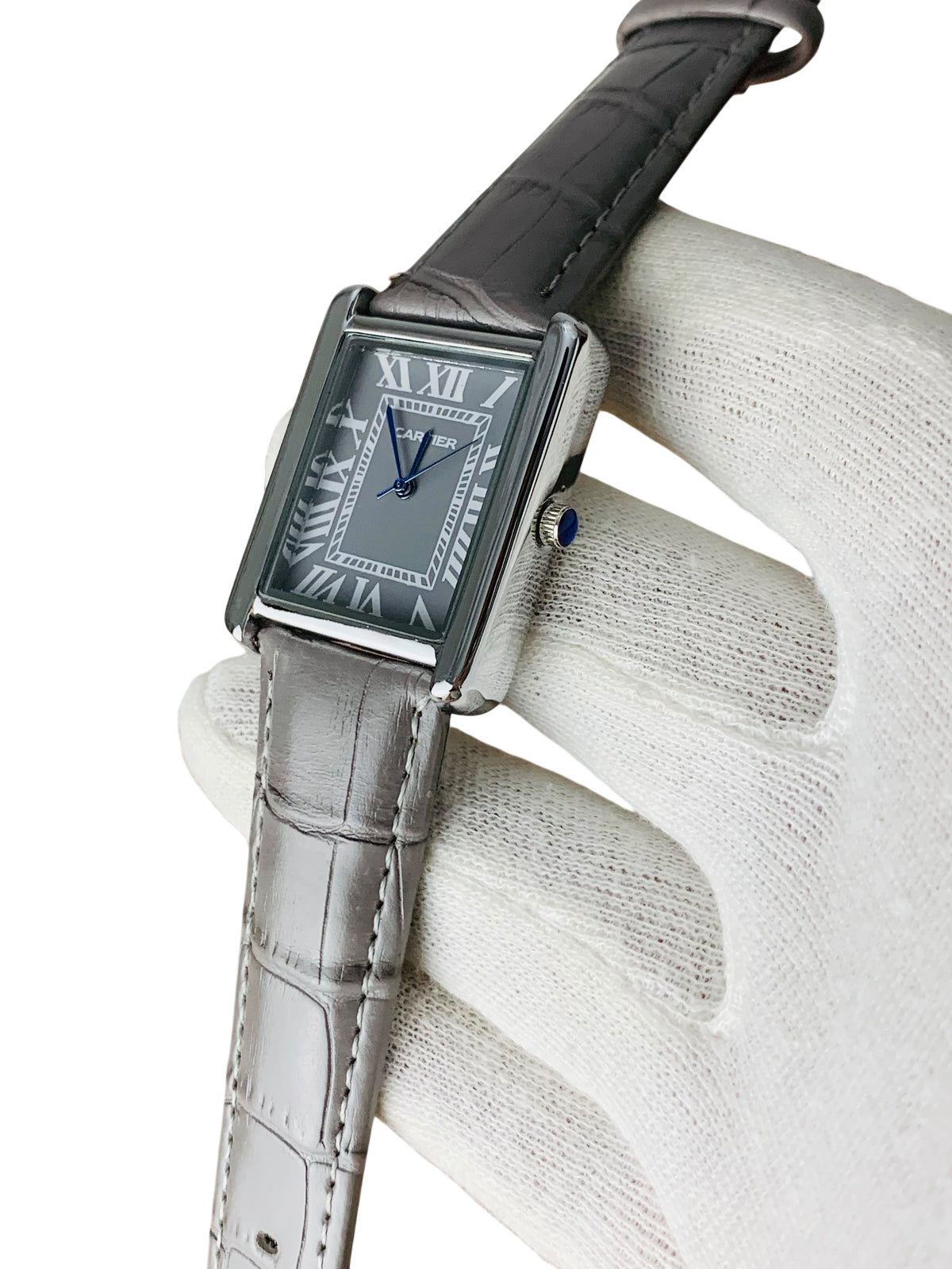 Gray Cartier inspired men's watch front view – VORYSA