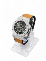 Hublot men's watch case and light brown leather strap