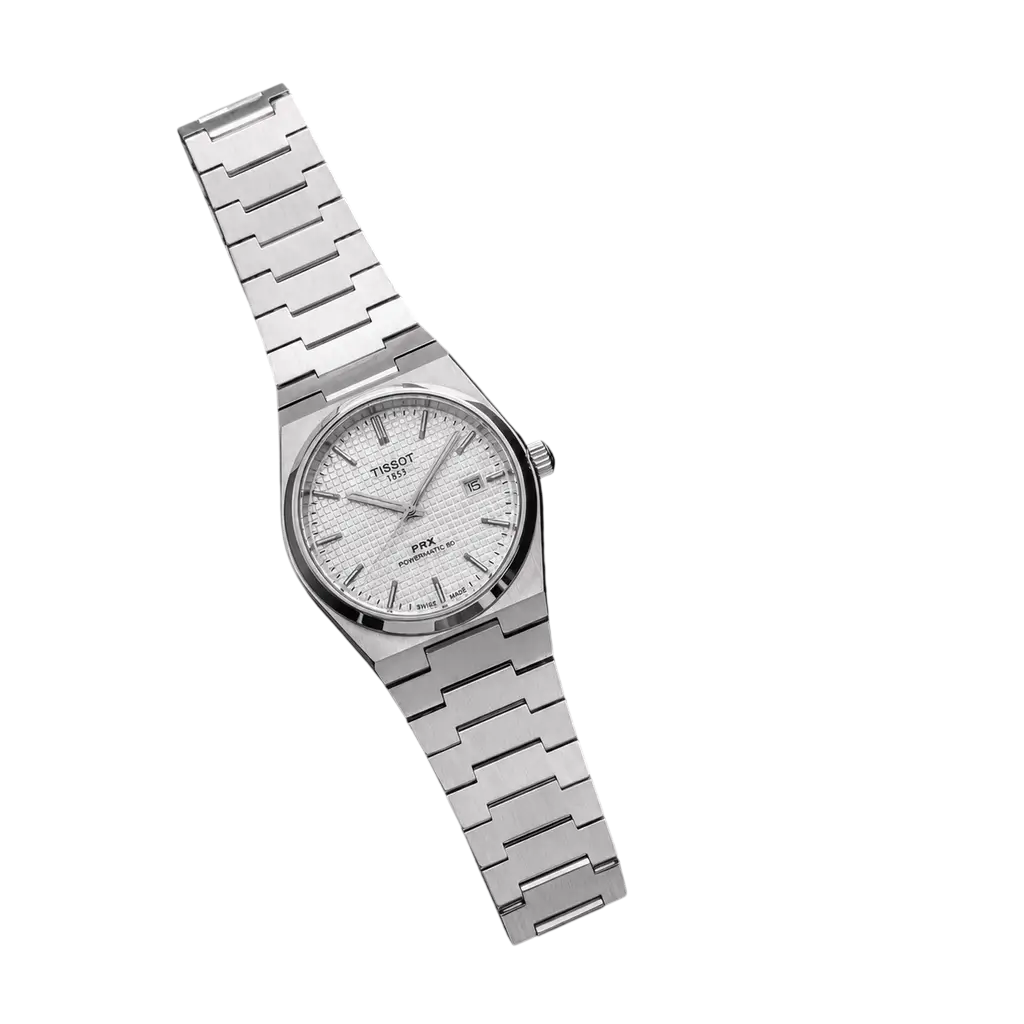 Tissot PRX Powermatic 80 watch with sapphire crystal and stainless steel bracelet