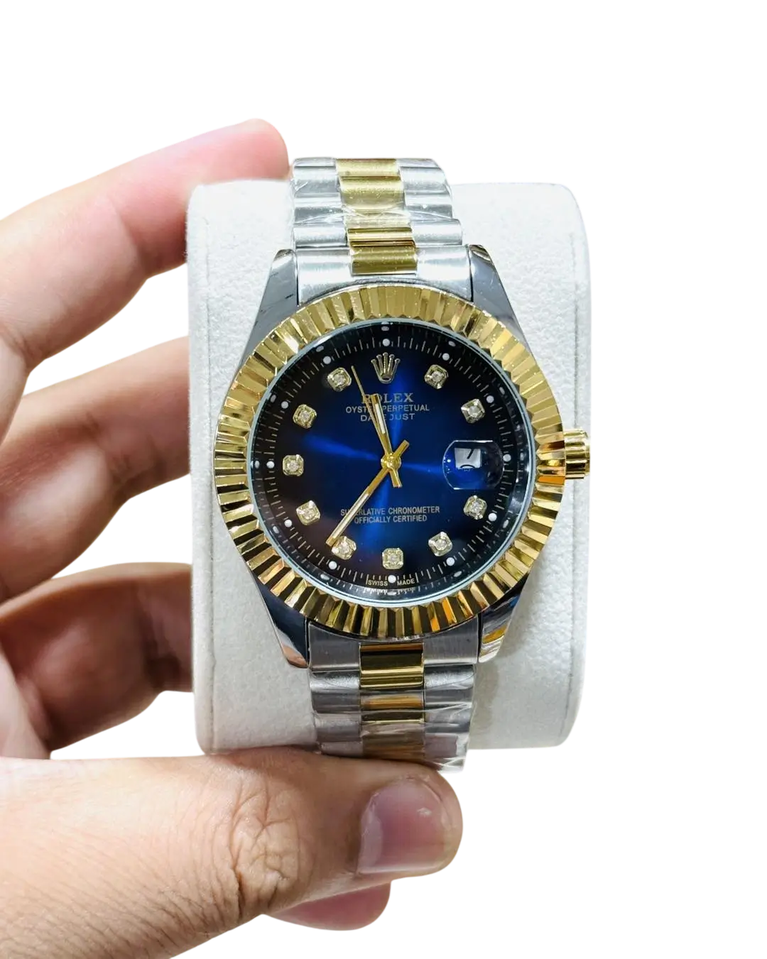 Men's RLX Datejust Silver-Gold Watch with Blue Dial
