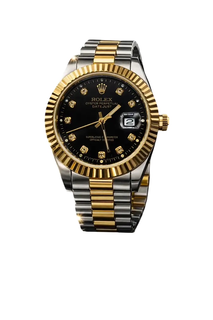 Men's RLX Datejust Silver-Gold Watch with Black Dial