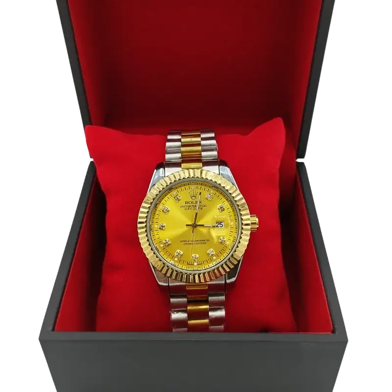 Men's RLX Datejust Silver-Gold Watch with Golden Dial