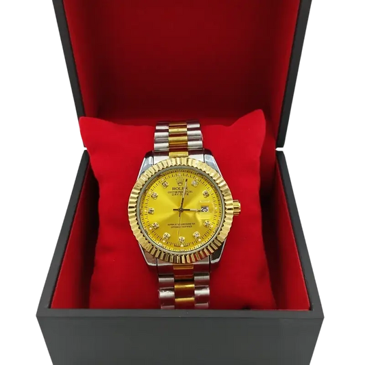 Men's RLX Datejust Silver-Gold Watch with Golden Dial
