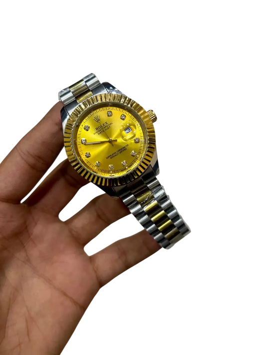 Men's RLX Datejust Silver-Gold Watch with Golden Dial