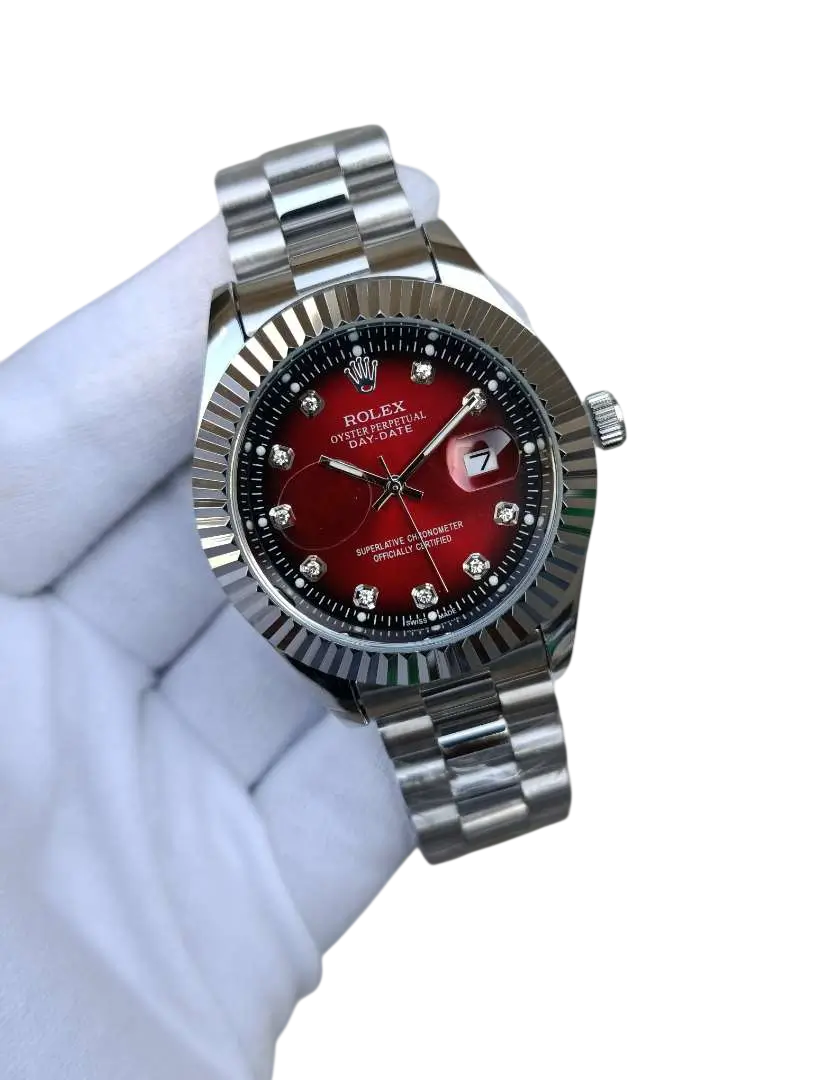 Men's RLX Silver With Red Dial Luxury-Style Watch