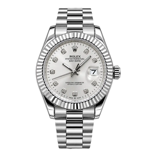Men's RLX Silver Dial Watch with Fluted Bezel and Steel Strap